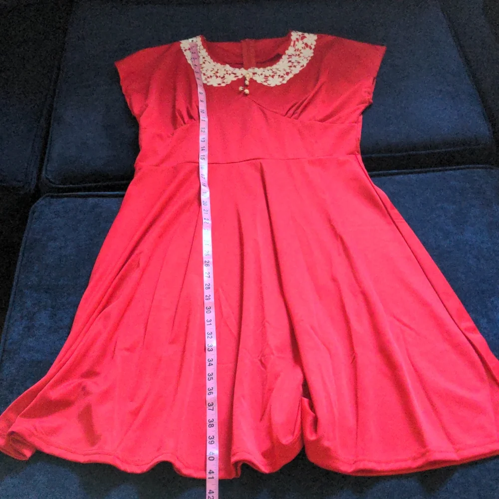 Trendsgal red dress with white lace peter pan collar, NWOT, XXL - Picture 6 of 6